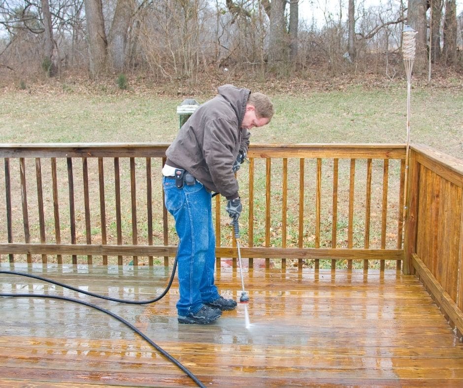 Pressure Washing a deck